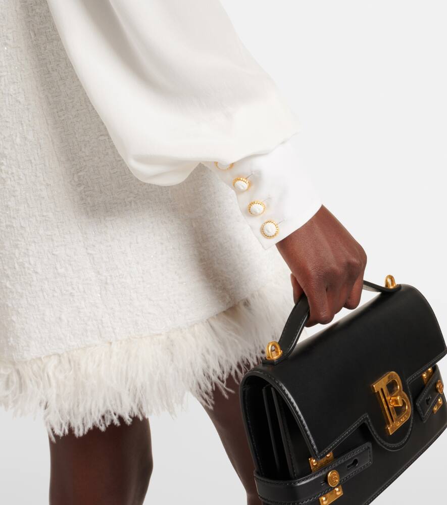 Balmain Bow-detail cotton-blend tweed minidress