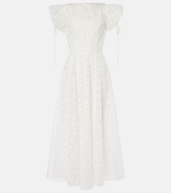 Rodarte Floral silk lace midi dress