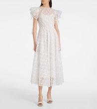 Rodarte Floral silk lace midi dress