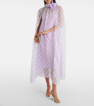 Rodarte Caped floral lace midi dress