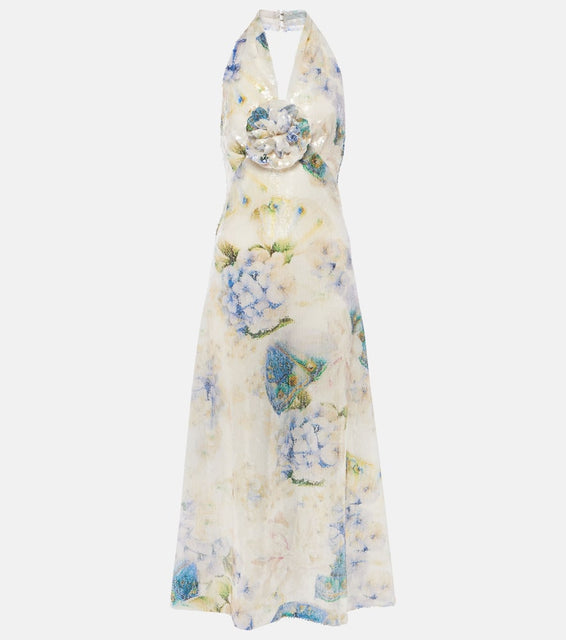 Rodarte Floral sequined midi dress