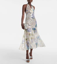 Rodarte Floral sequined midi dress