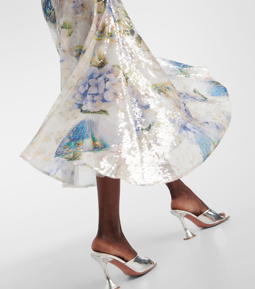 Rodarte Floral sequined midi dress