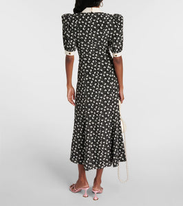 Alessandra Rich Bow-detail printed silk maxi dress