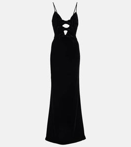 Alessandra Rich Bow-detail velvet gown
