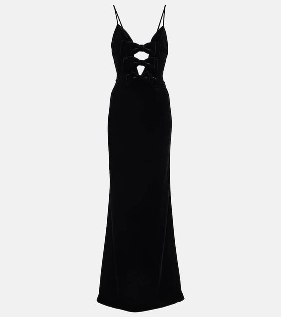 Alessandra Rich Bow-detail velvet gown