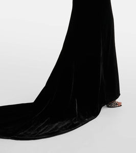 Alessandra Rich Bow-detail velvet gown