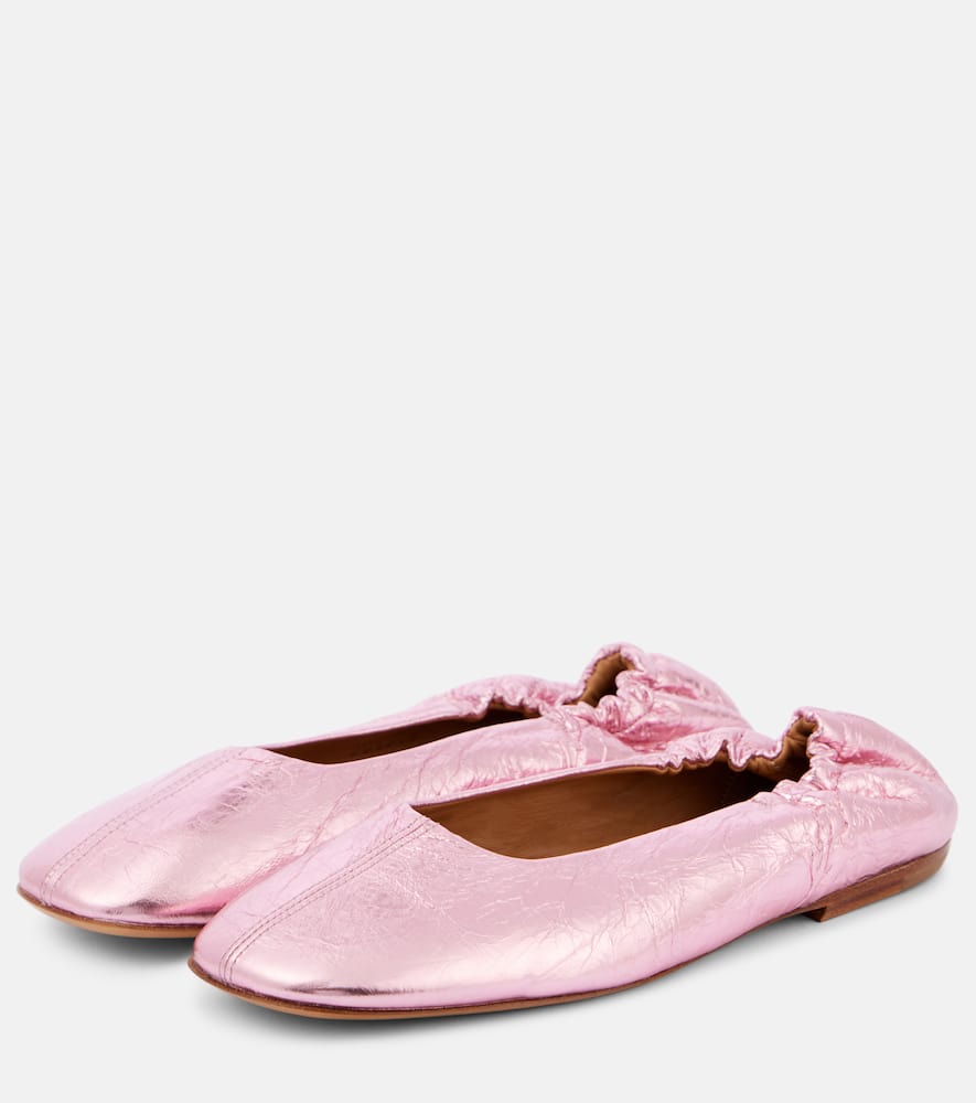 Dries Van Noten Metallic leather ballet flats