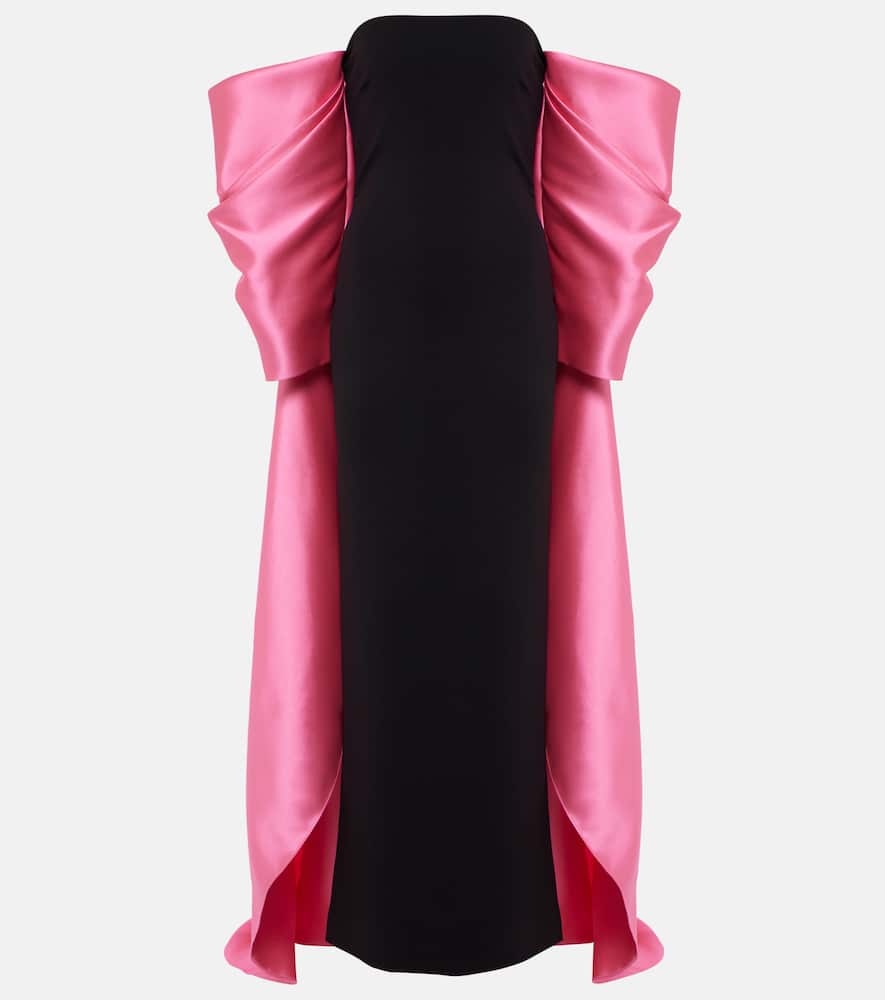 Solace London Kyla caped twill and cr√É¬™pe gown