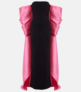 Solace London Kyla caped twill and cr√É¬™pe gown