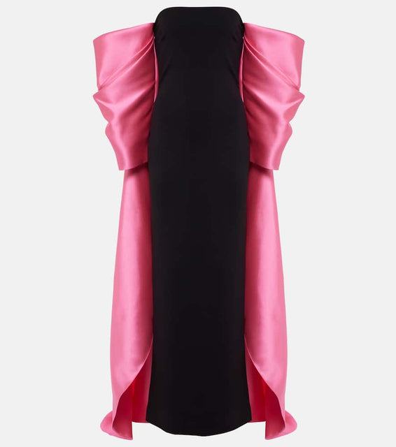 Solace London Kyla caped twill and cr√É¬™pe gown