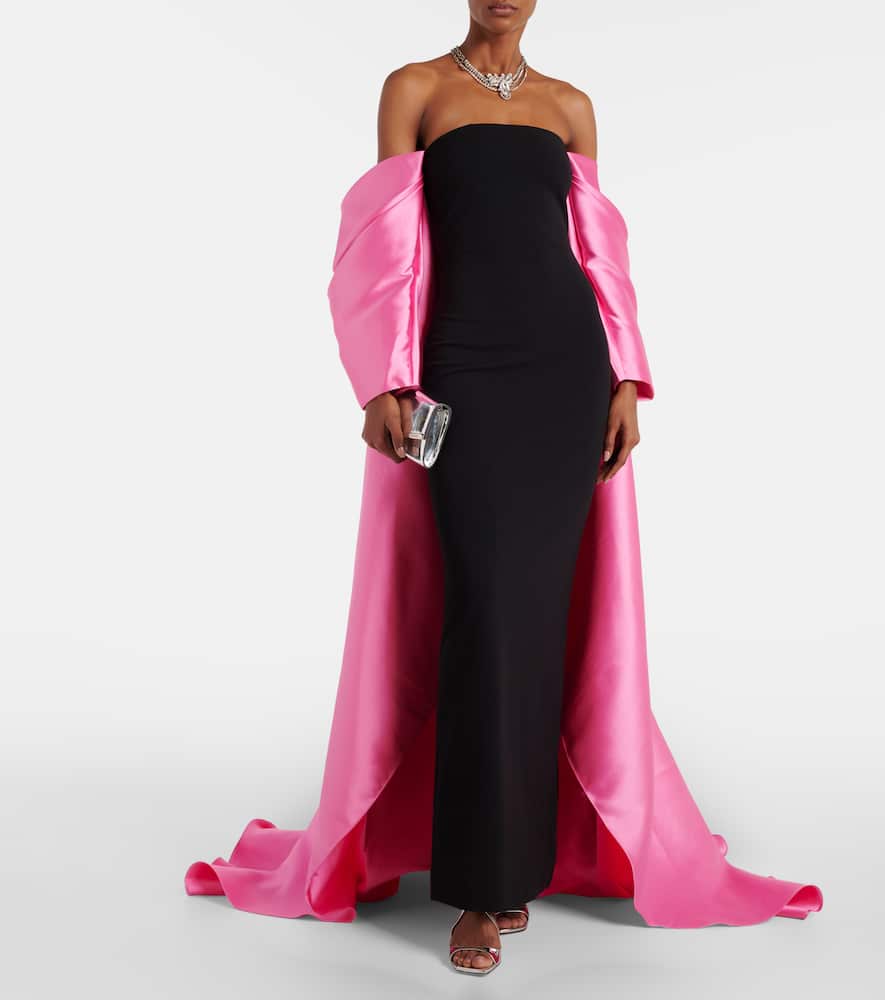 Solace London Kyla caped twill and cr√É¬™pe gown