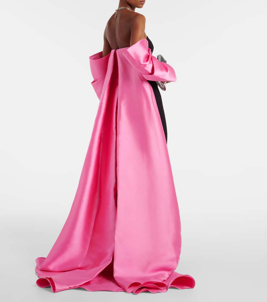 Solace London Kyla caped twill and cr√É¬™pe gown