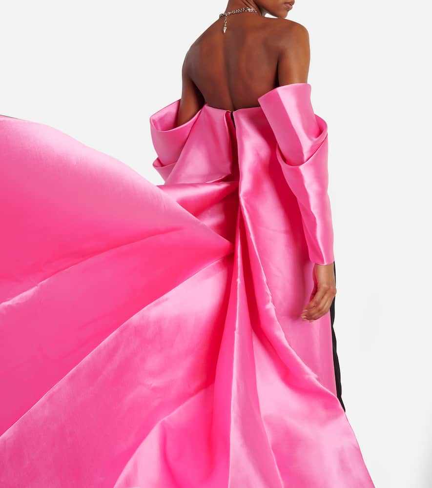Solace London Kyla caped twill and cr√É¬™pe gown