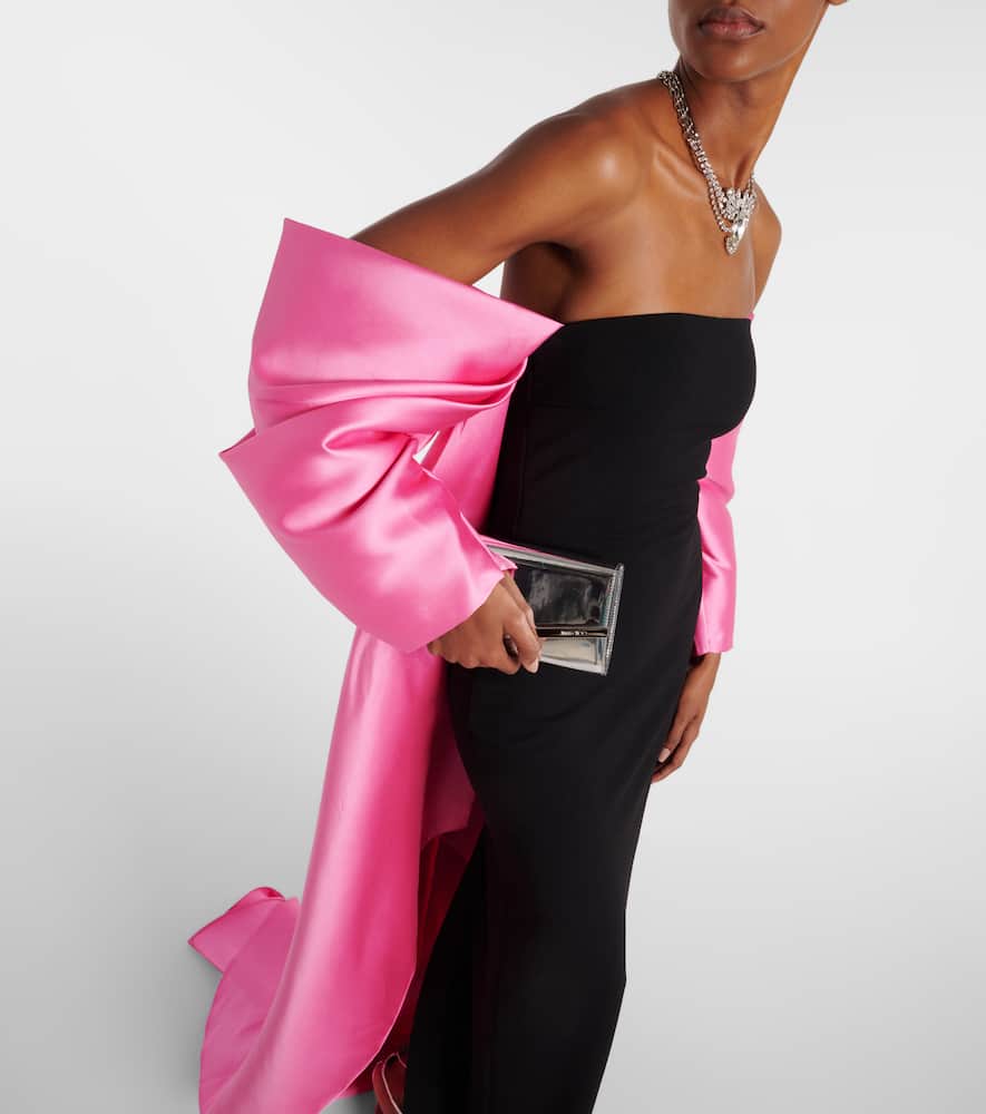 Solace London Kyla caped twill and cr√É¬™pe gown
