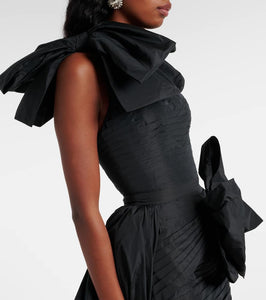Elie Saab Bow-detail taffeta bustier gown