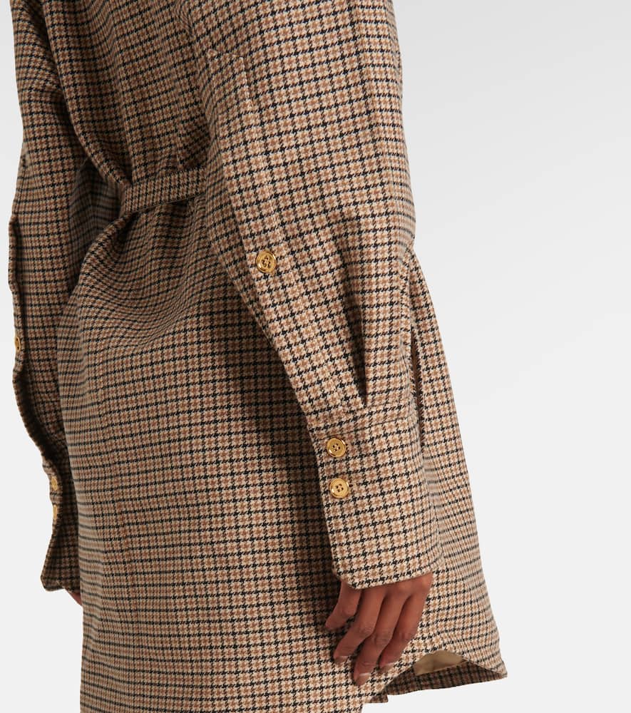 Patou Houndstooth flannel shirt dress