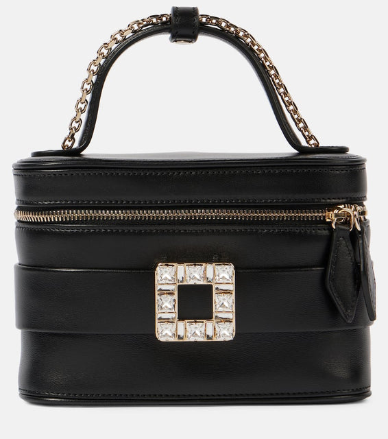 Roger Vivier Embellished leather makeup bag. Shop Roger Vivier Top-Handle Bags for women now.