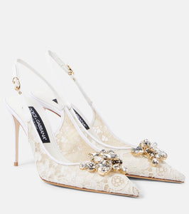 Dolce&Gabbana Rainbow lace slingback pumps