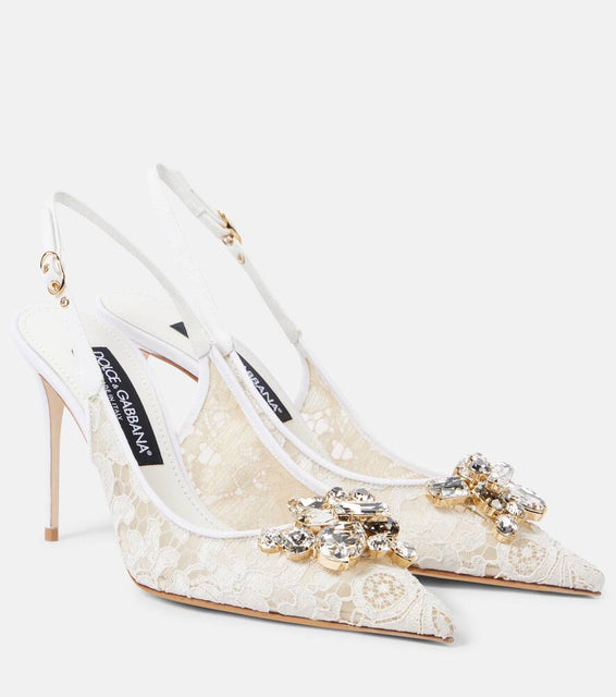 Dolce&Gabbana Rainbow lace slingback pumps