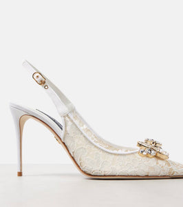 Dolce&Gabbana Rainbow lace slingback pumps