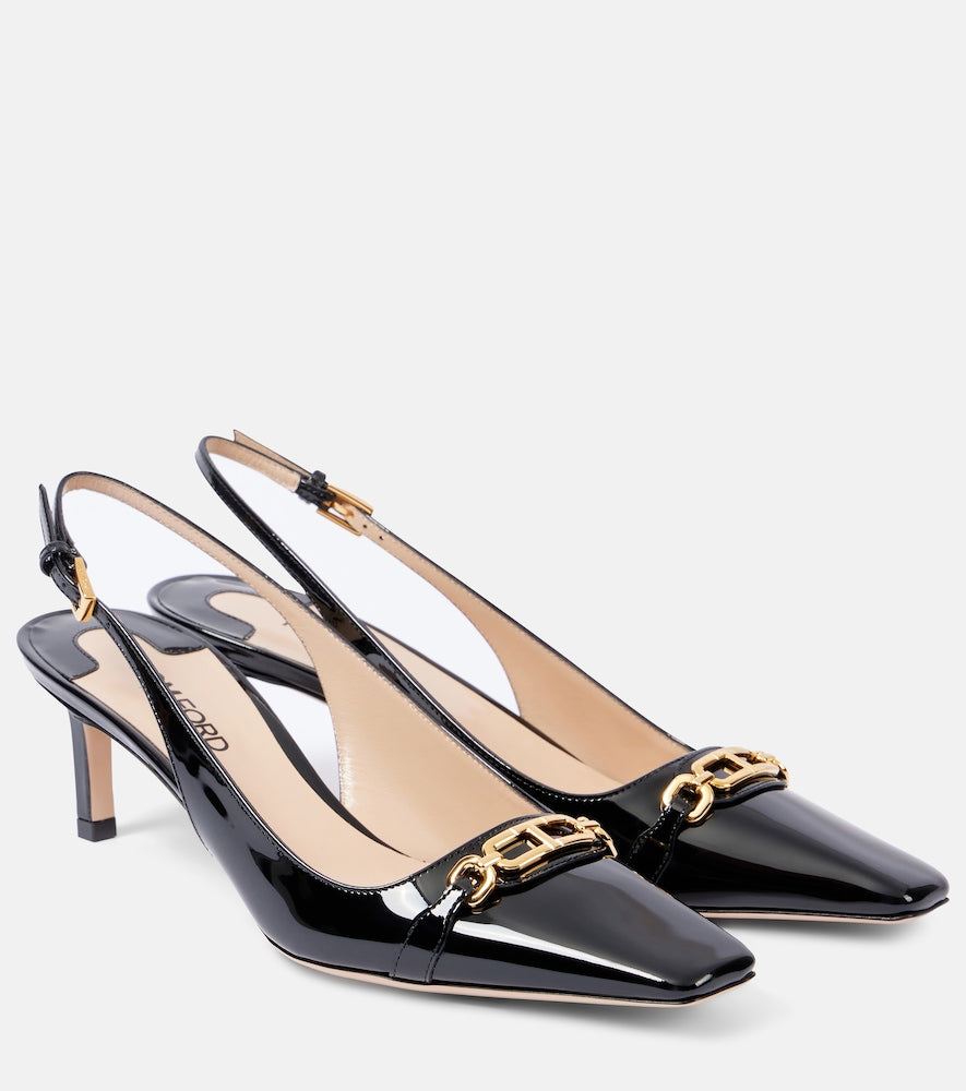 Tom Ford Whitney 55 patent leather slingback pumps - Tom Ford Whitney 55 漆皮露跟高跟鞋