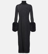 Alaia Faux shearling-trimmed virgin wool midi dress