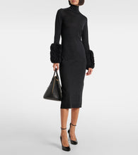 Alaia Faux shearling-trimmed virgin wool midi dress