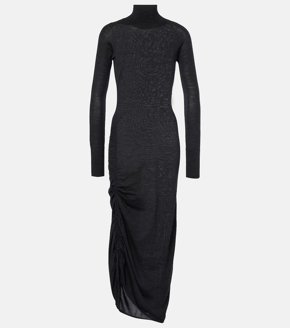Alaia Draped wool turtleneck dress