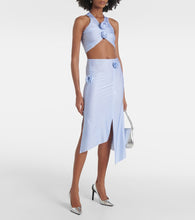 Coperni Floral-appliqu√É¬© asymmetric midi skirt
