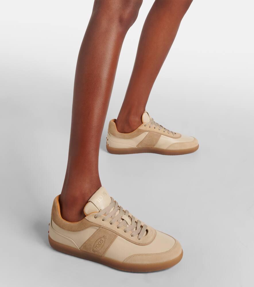 Tod's Tabs suede-trimmed leather sneakers