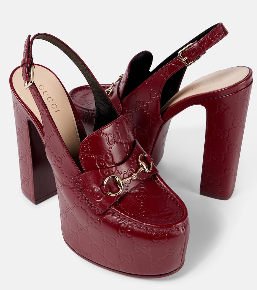 Gucci Horsebit GG debossed leather loafer pumps