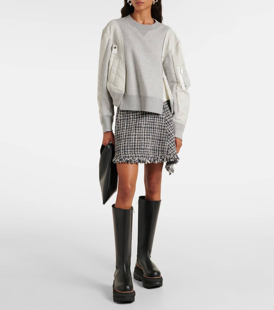 Sacai Leather platform knee-high boots