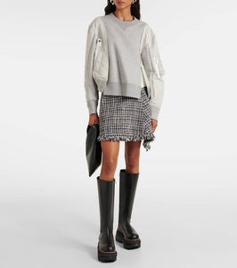 Sacai Leather platform knee-high boots