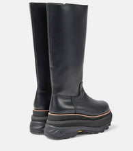 Sacai Leather platform knee-high boots