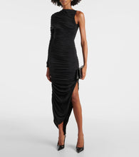 Mugler Asymmetric ruched midi dress