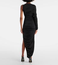 Mugler Asymmetric ruched midi dress