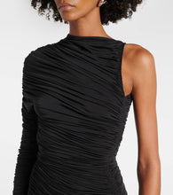 Mugler Asymmetric ruched midi dress