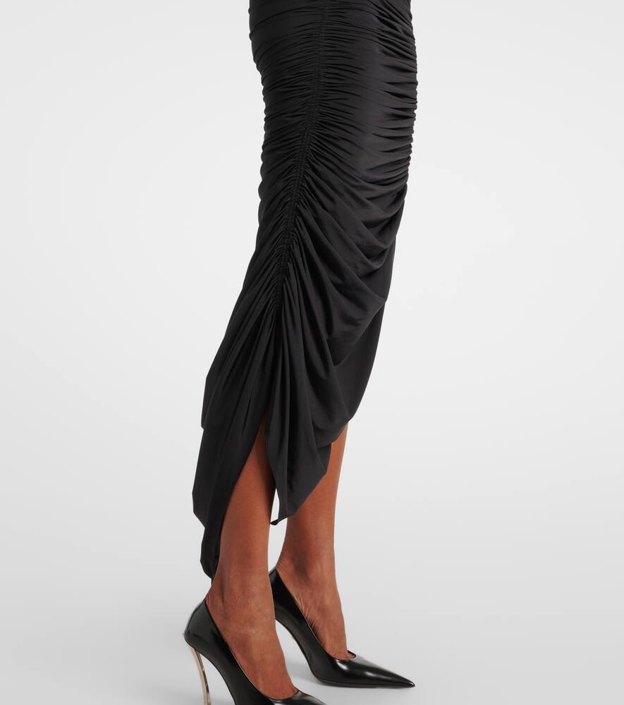 Mugler Asymmetric ruched midi dress