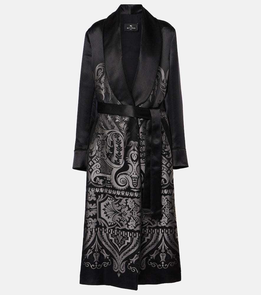 Etro Silk-blend belted coat - Etro 丝绸混纺系带大衣