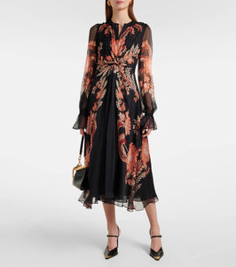 Etro Floral silk midi dress