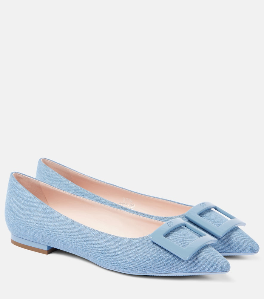 Roger Vivier Gommettine Ball denim ballet flats - Roger Vivier Gommettine Ball 牛仔芭蕾平底鞋