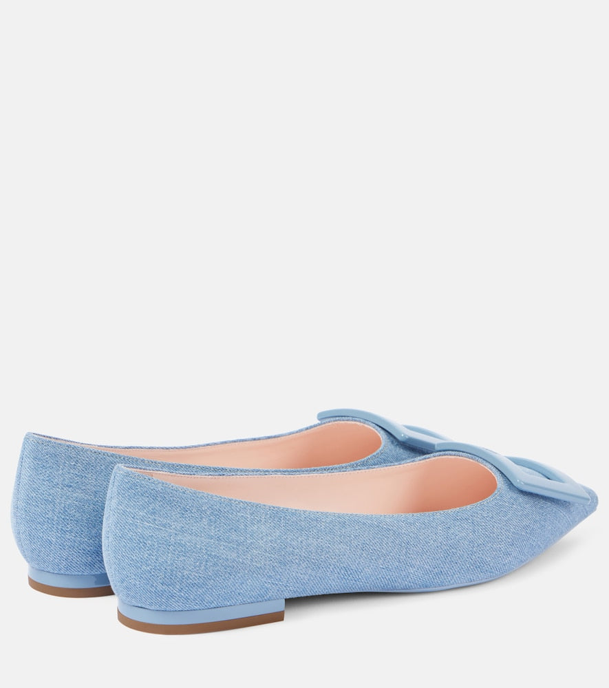 Roger Vivier Gommettine Ball denim ballet flats