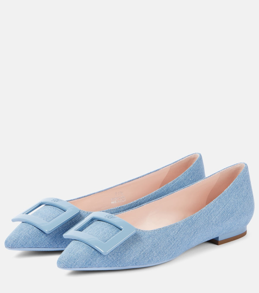 Roger Vivier Gommettine Ball denim ballet flats