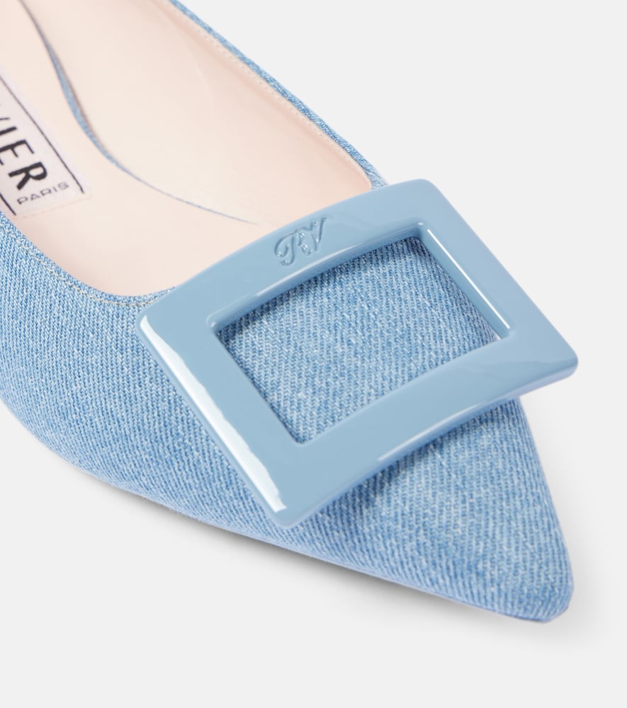 Roger Vivier Gommettine Ball denim ballet flats
