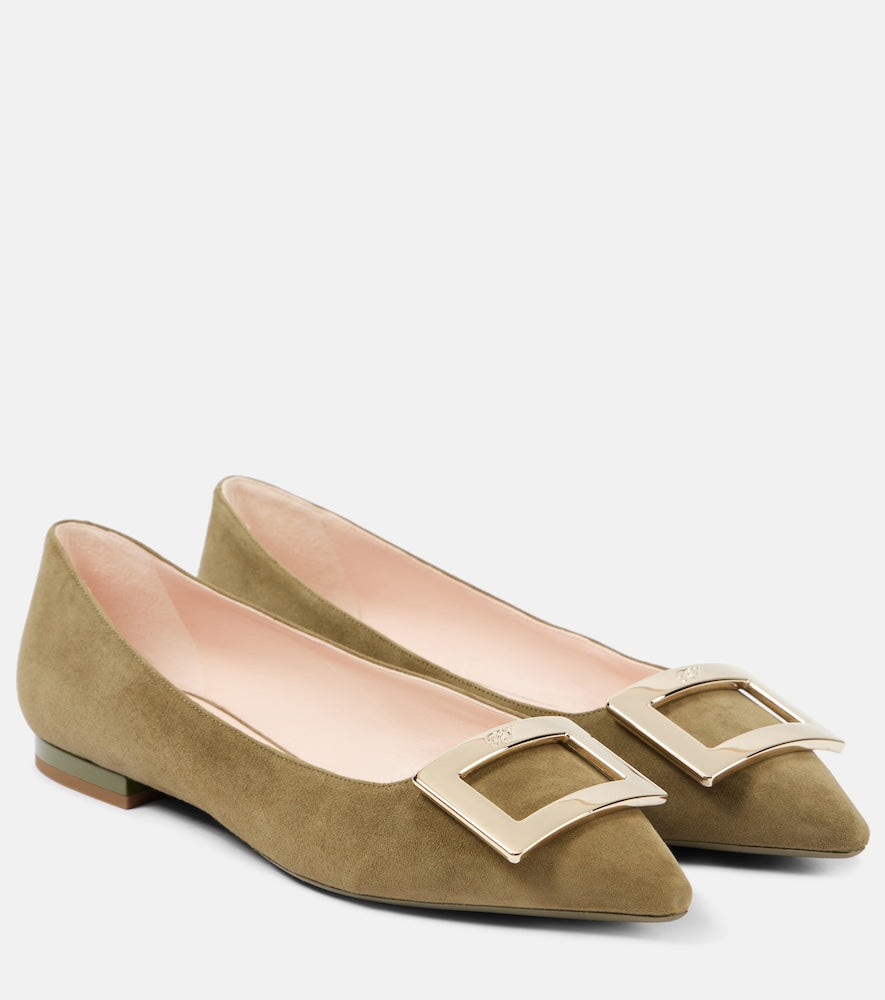 Roger Vivier Gommettine Ball suede ballet flats - Roger Vivier Gommettine Ball 绒面革芭蕾平底鞋