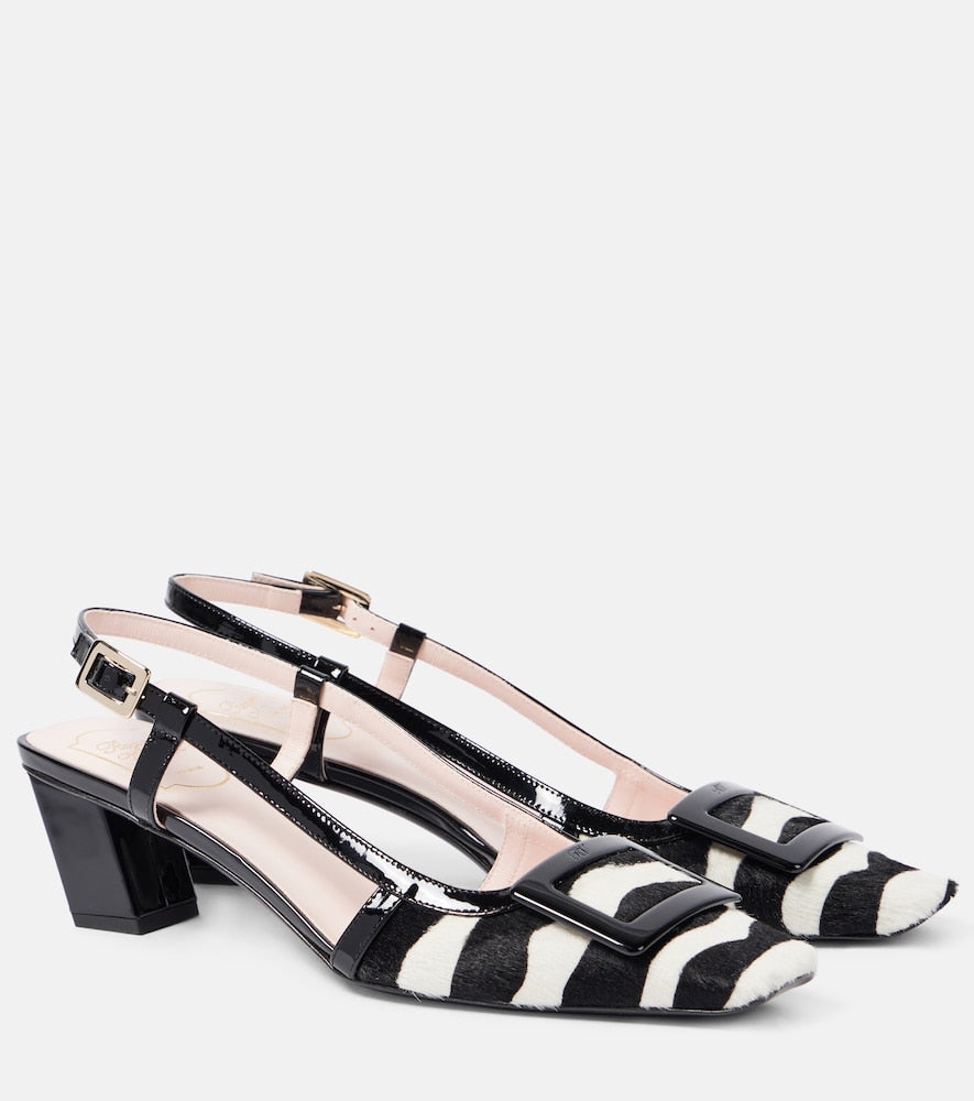 Roger Vivier Belle Vivier 45 calf hair slingback pumps - Roger Vivier Belle Vivier 45 小牛毛露跟高跟鞋