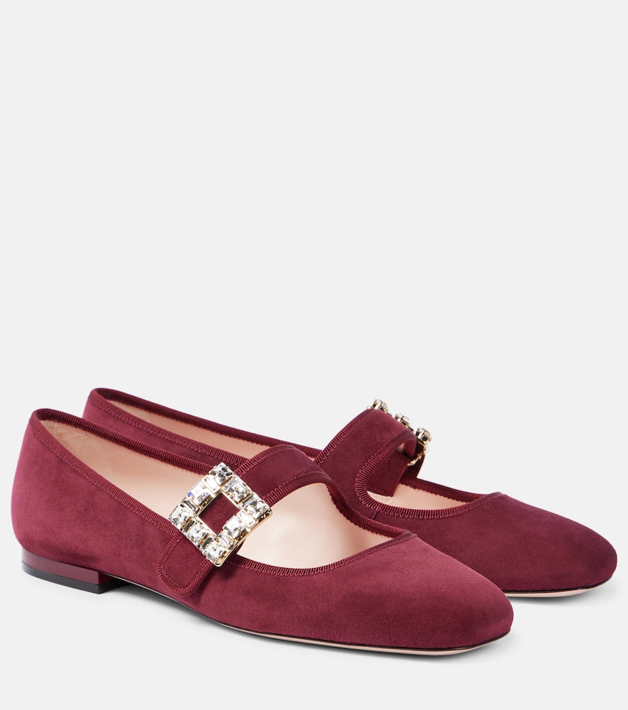 Roger Vivier Tr√É¬®s Vivier Babies suede Mary Jane flats - Roger Vivier Tr√É�®s Vivier Babies 绒面革玛丽珍平底鞋