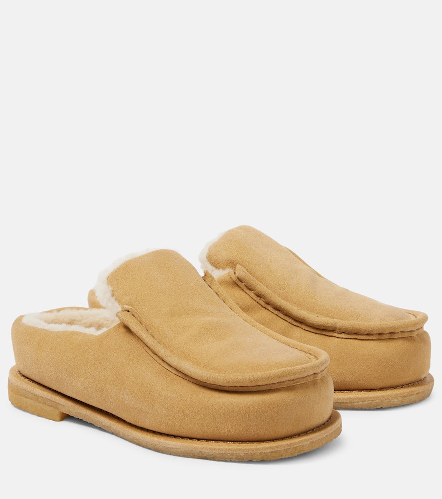 JW Anderson Shearling-lined suede mules - JW Anderson 羊毛衬里麂皮穆勒鞋