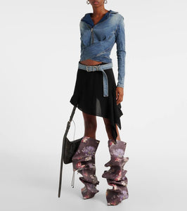 Y/Project Snap 100 floral leather knee-high boots